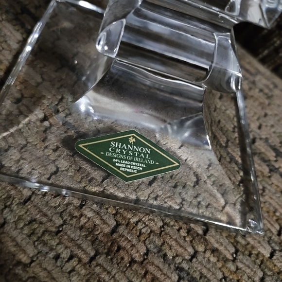 Vintage Shannon Crystal Pillar Candle Holder 10" Pair Heavy Art Deco MCM Marked - Picture 9 of 10